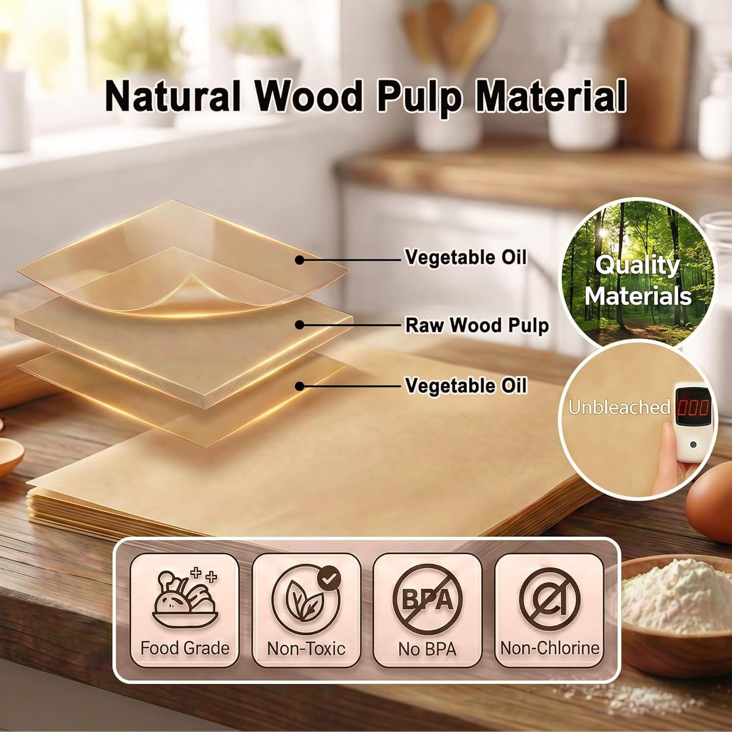 Unbleached Parchment Paper Sheets by [Brand Name] - Non-Stick 9x13 Inch for Baking & Grilling | 100PCS