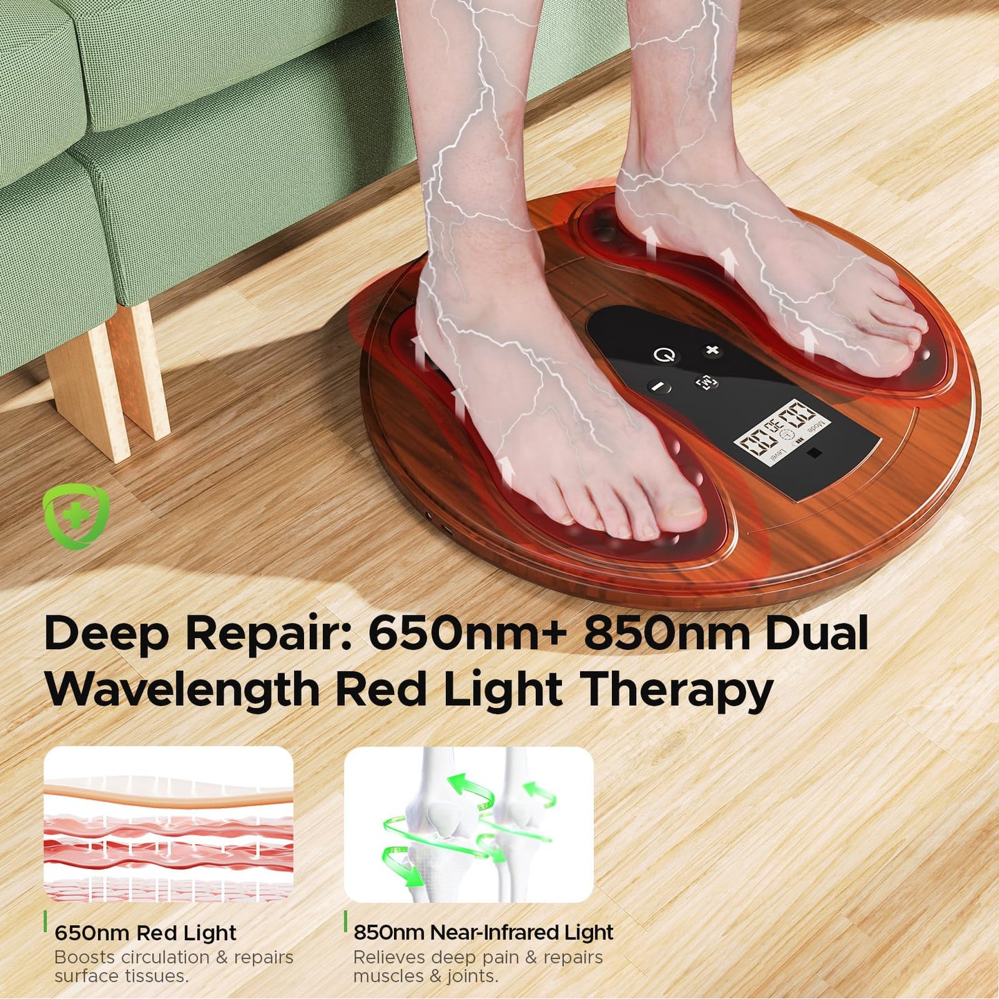 EMS Foot Massager with Infrared Therapy for Neuropathy & Pain Relief – Rechargeable Electric Muscle & Nerve Stimulator for Feet & Calves, Blood Circulation Booster, Plantar Fasciitis Relief