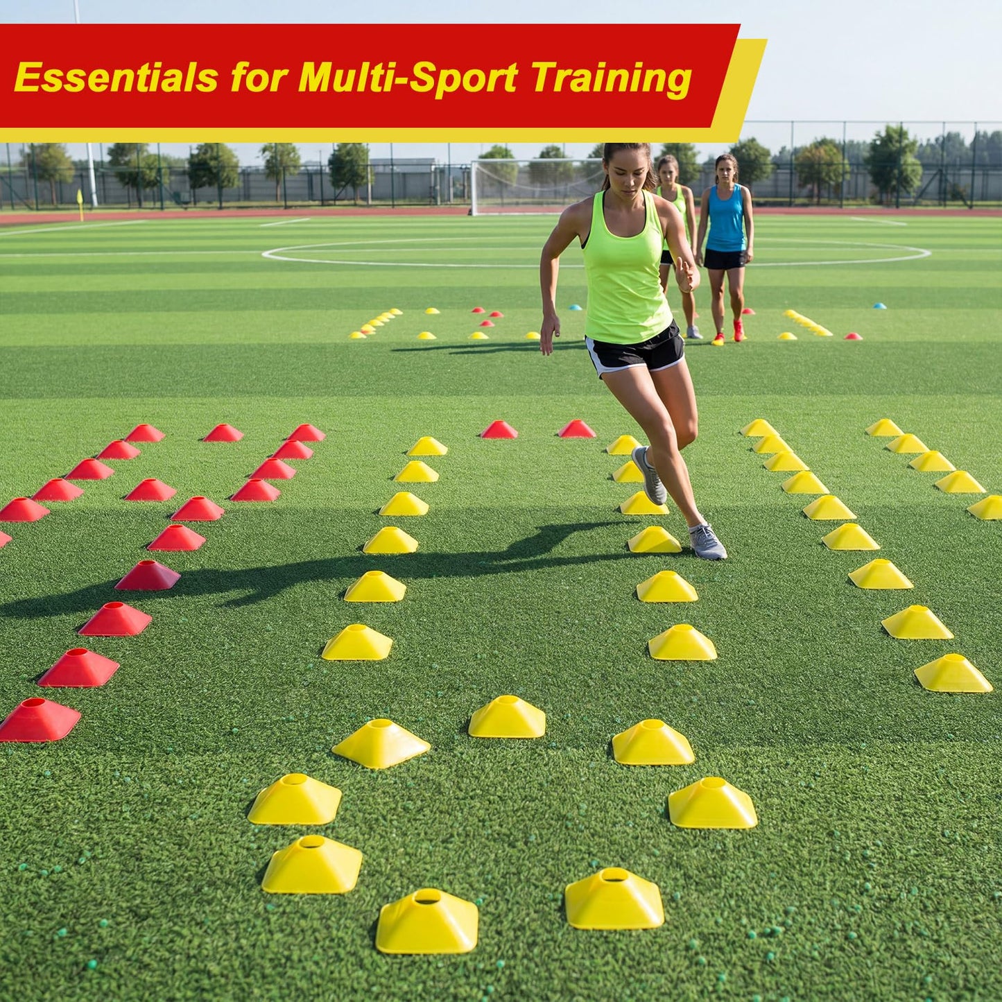 50 Pack 2 Inch Mini Cones for Sport Agility Training Small Soccer Square Field Marker Cone Practice Equipment for Football Basketball Coaching Team Activities Agility Plyometric Speed(Red Yellow)