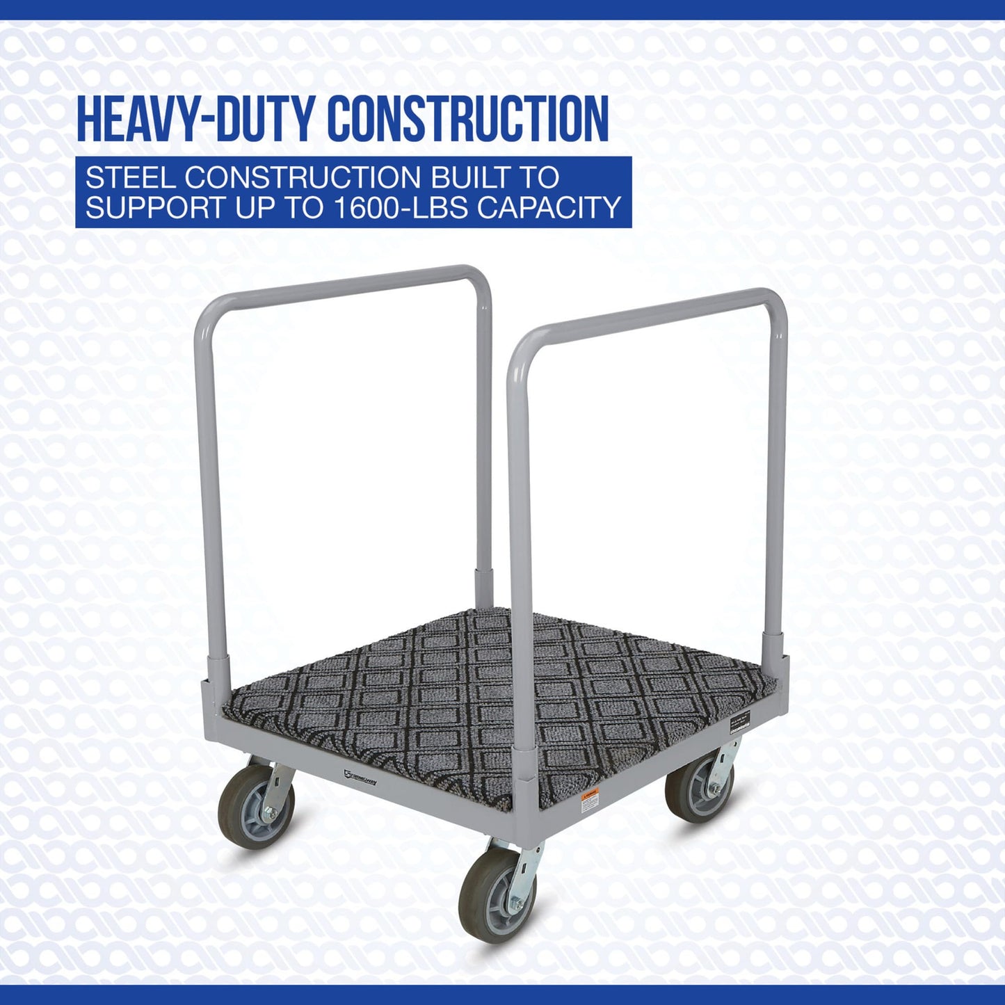 Strongway 4-Wheel Cart with Carpeted Deck, 1600-Lb Capacity, Heavy-Duty Steel Panel Dolly Mover, Rolling Platform Truck with 6-Inch TPR Swivel Casters & Dual Side Handles for Moving