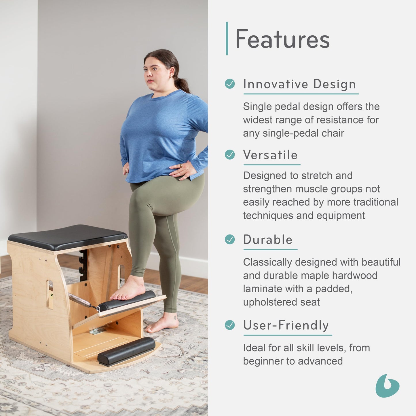 Balanced Body Pilates Wunda Chair, Pilates Equipment for Home or Studio Use
