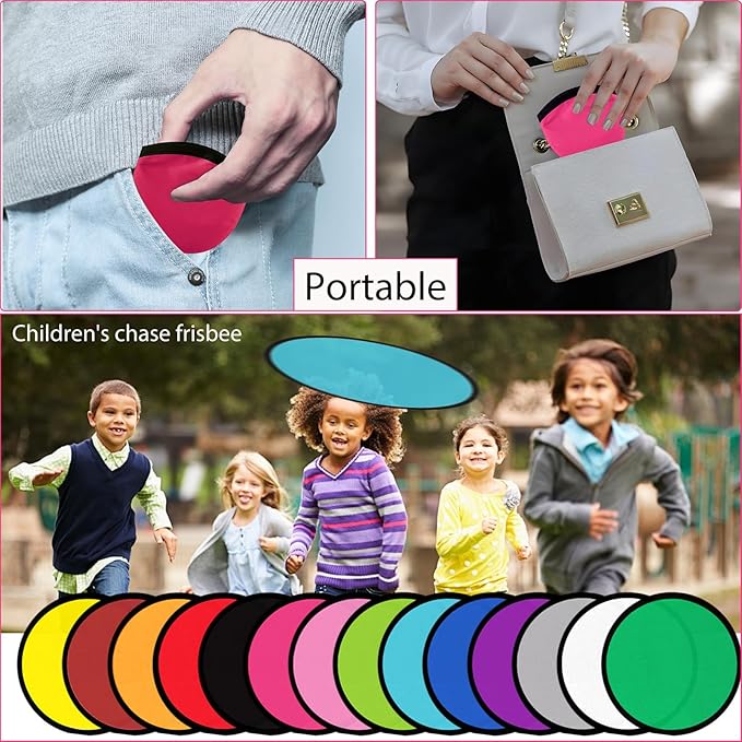 Foldable Flying Disc Fans Set with Bags, 9.8 Inch Black Egde Fabric Beach Flying Disc for Wedding Gift Party Favors Outdoor Activity