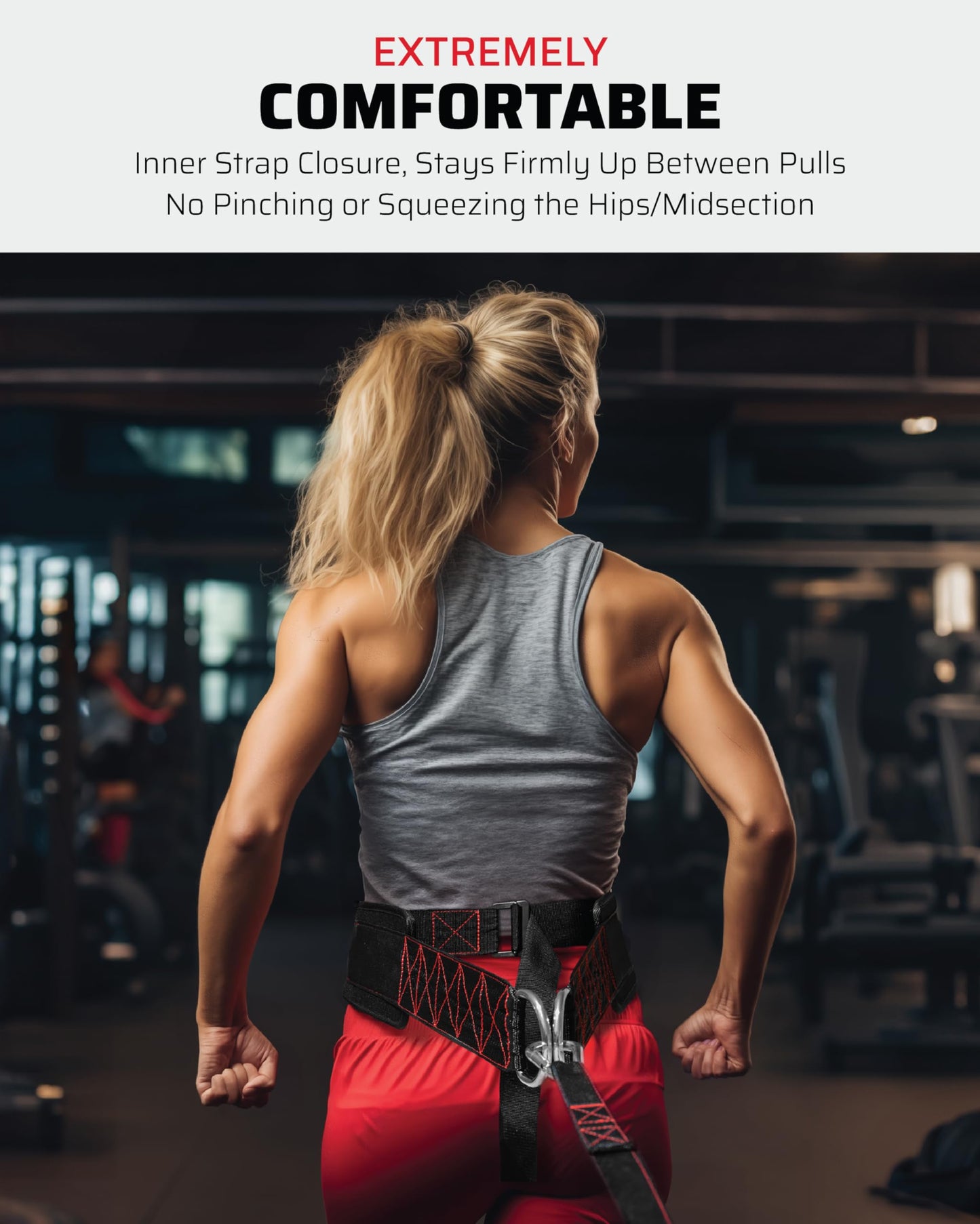 THEFITGUY Sled Pulling Belt, Adjustable Closure, 2 Straps & 4 Hooks - for Multidirectional Resistance Training, Strength and Agility
