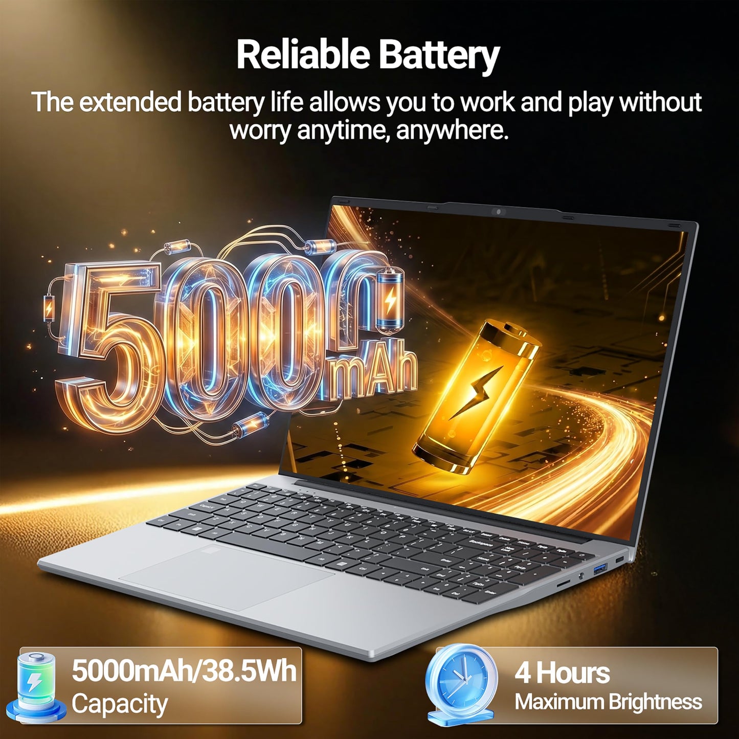 2026 Laptop, 15.6" Laptop Computer with Celeron N5100 16GB RAM DDR4 512GB SSD, 1920*1080, 180°Hinge Portable Laptop, WiFi 5, BT 4.2, Lightweight Backlit Keyboard Lap Top for Business Student