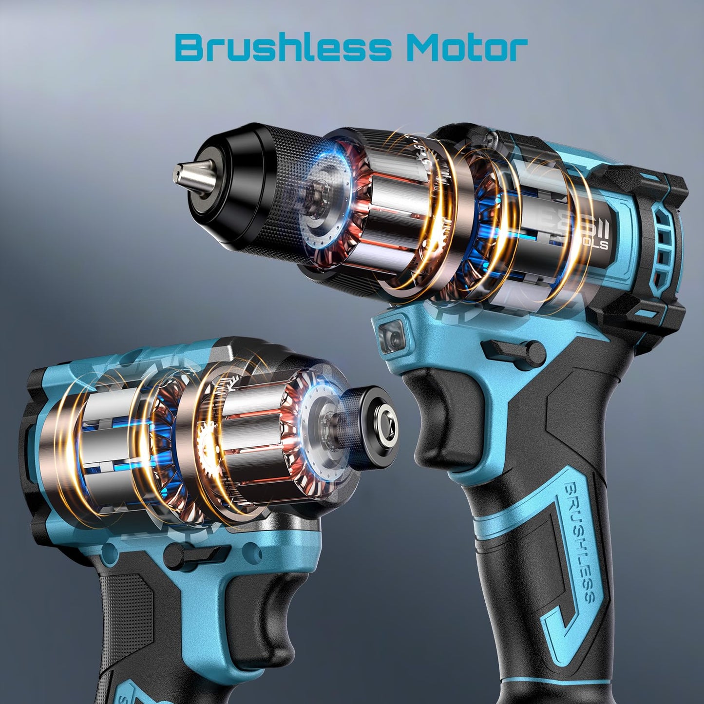 SEESII 21V Max Cordless Drill and Impact Driver, Power Tool Combo Kit Included 3/8'' Drill & 1/4'' Impact Driver, 2x 4000mAh Battery, Fast Charger, 20 pcs Driver Bit Set & Bag