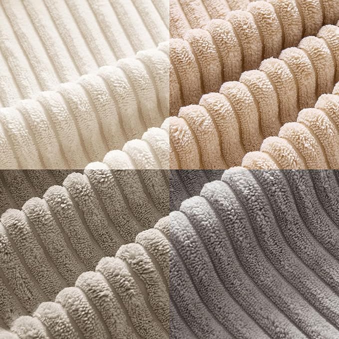 MIULEE Boho Farmhouse Neutral Cream Throw Pillow Covers 20x20 Inch Set of 4 Mordern Nordic Cushion Covers Soft Corduroy Spring Home Decor for Couch Bed Sofa Living Room