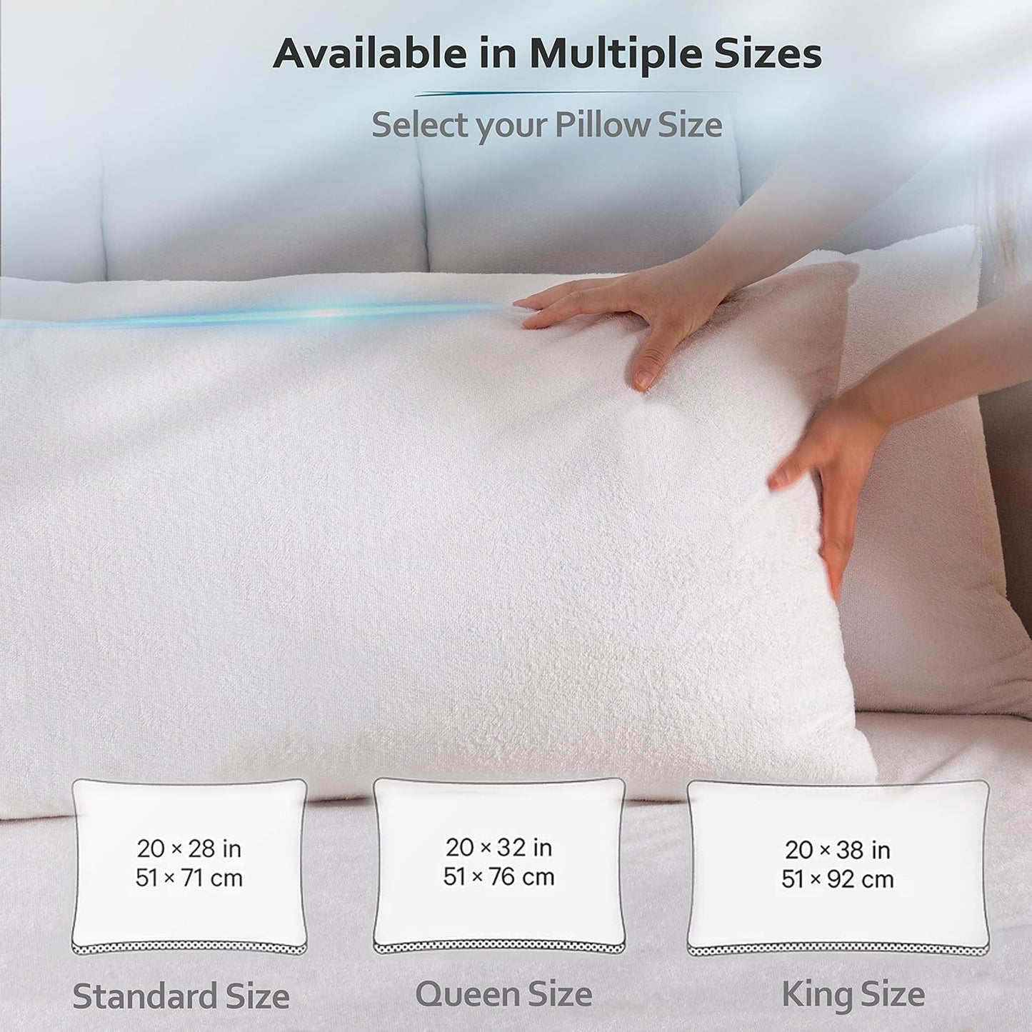 PlushDeluxe Pillow Protectors - Waterproof & Hypoallergenic Encasements | Queen Size 20”x32”, Set of 2