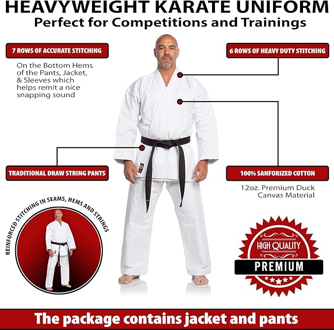 Ronin Karate Gi - Heavyweight Karate Uniform - Professional Kimono - Advanced 100% Cotton 12oz Martial Arts Kit
