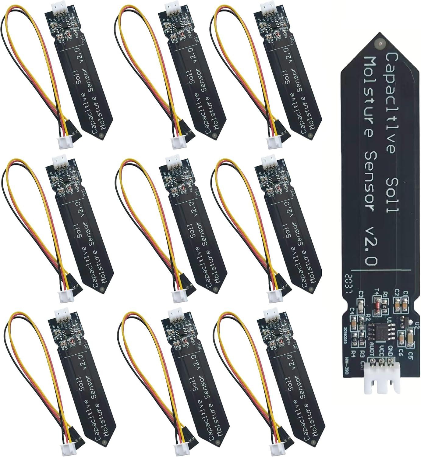 MTDELE 10Pcs 3.3V Capacitive Soil Moisture Sensor Module Compatible with for Arduino Raspberry Pi DIY