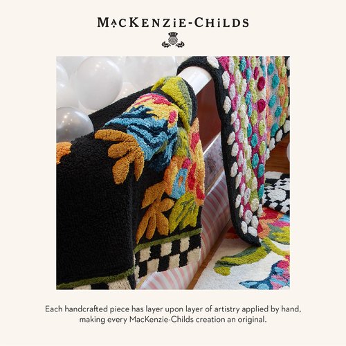 MACKENZIE-CHILDS Bath Rug, Bath Mat for Bathroom Use, Cotton Rug, Black Flower Market