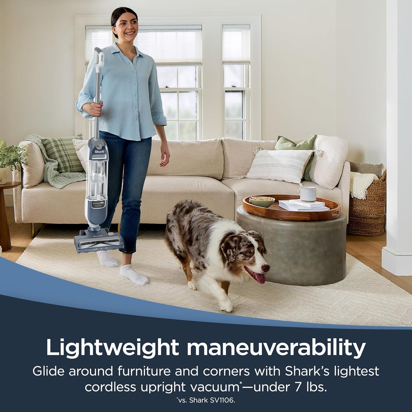 Shark Freestyle Max Cordless Vacuum - Lightweight Multi-Surface Cleaner with Large Dust Cup & LED Headlights | Nordic Blue, SV2002