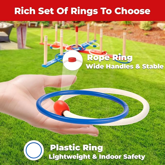 Ring Toss Game for Adults, 20 Rings & Carrying Bag- Upgraded 30" Extra Large Outdoor Backyard/Indoor Party Game(All Weather)- Easy Setup Yard Game for Kids Family Toy for Boys & Girls