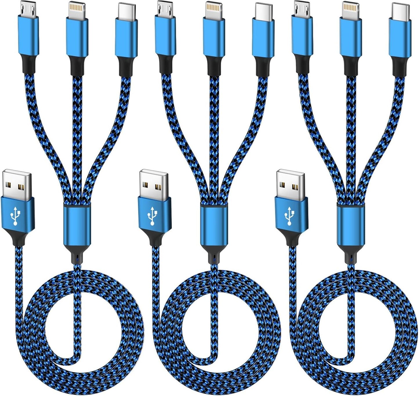 Cable(3Pack 4FT), 3 1 16/15/14/13/iPad/Android/Tablets IDISON Multi Charging in Charging Cable for Multiple Devices