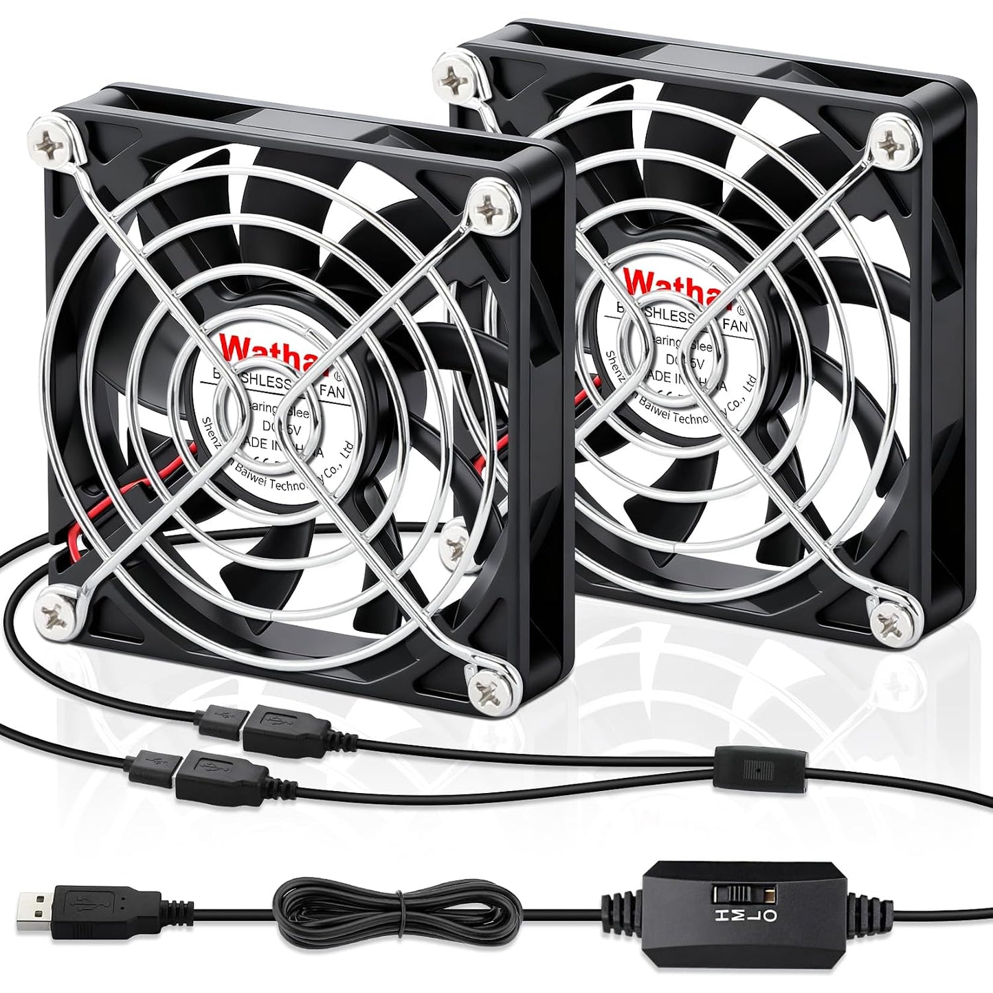2PCS 80mm 15mm 2 1 PS4 PS5 Wathai x Small USB Fan, USB Cooling Fan in for AV Receiver Flat Panel Xbox DVR Router TV Box