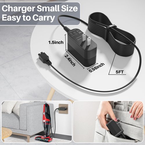 DC Charger for Dirt Devil Versa Stick Vacuum Compatible with Dirt Devil Versa Cordless Vacuum BD22025 BD22050 BD30025 BD22052 BD30025BFD BD10315B 440008693 440013094 Stick Vacuum Cleaner Power Cord