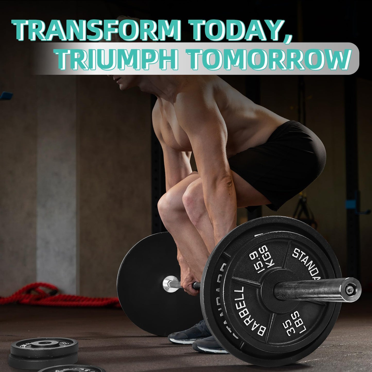 Fitvids 2 Inch Olympic Barbell Weight Plates and Bar Set, 5 FT Barbell Bar and 95 LB(2.5-25 LB) Barbell Weight Set for Home Gym Strength Training, Deep Grip Edge