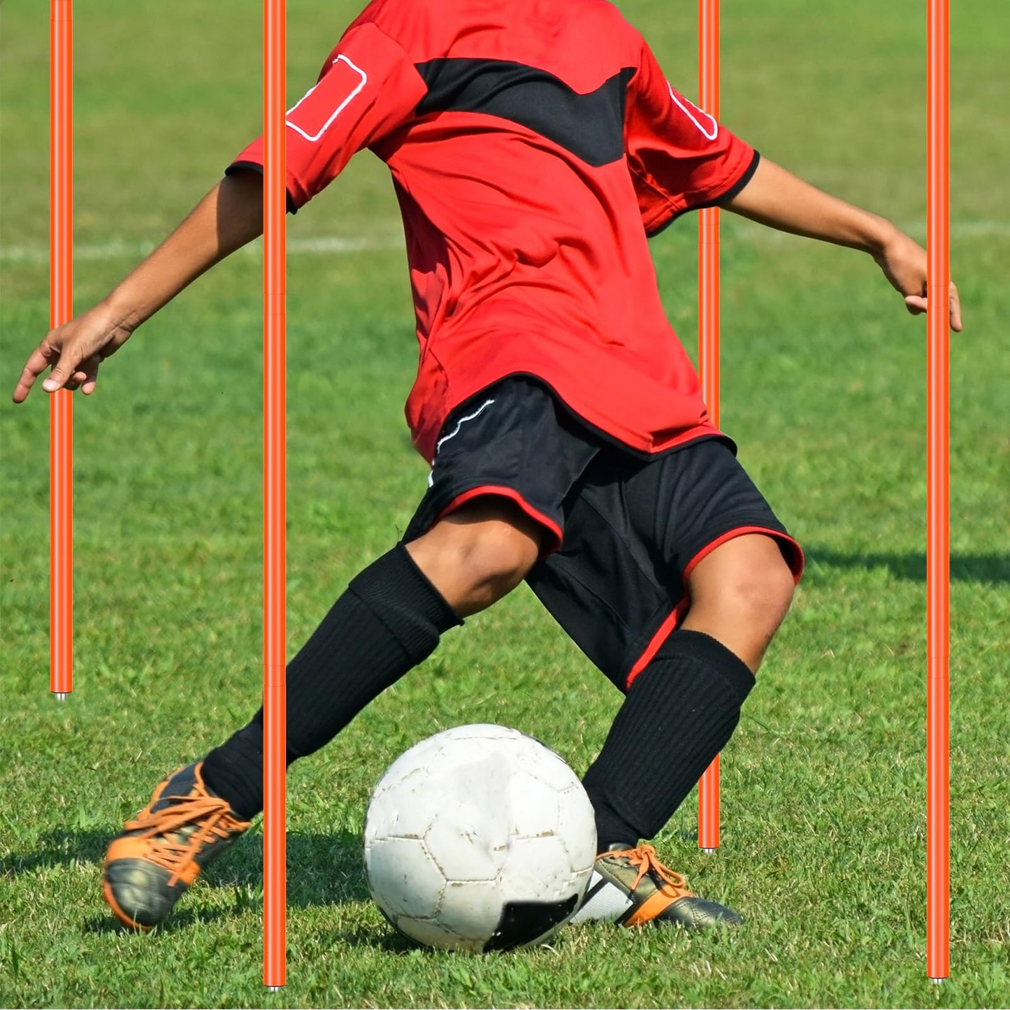 JellyArch Agility Training Equipment Soccer Speed Training Includes 4 Adjustable Soccer Agility Poles 4 Agility Hurdles 6 Soccer Cones for Youth Adults Athletes Football Soccer Training(Orange)