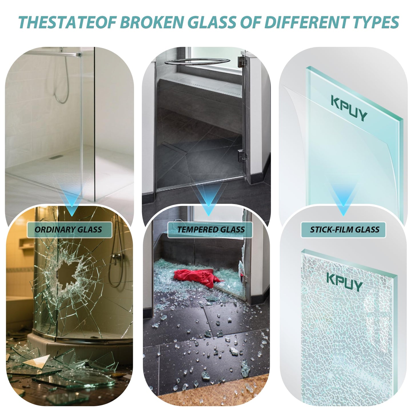 KPUY Glass Shower Door, 49-54" W x 76" H Semi-Frameless Double Sliding Shower Door, 1/4" (6mm) Thick Tempered Clear Glass with Explosion-Proof Film Nano Coating, Matte Black