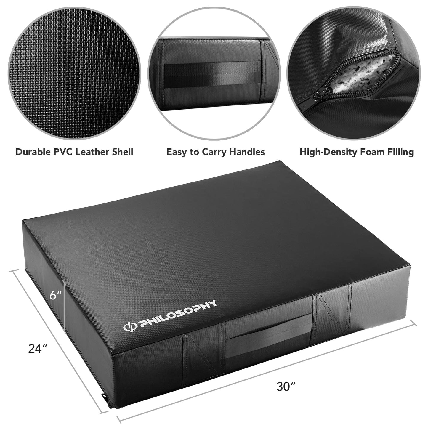 Philosophy Gym Weightlifting Crash Drop Pads 24" x 30" x 6" Thick - Set of 2 Silencer Drop Pads Black