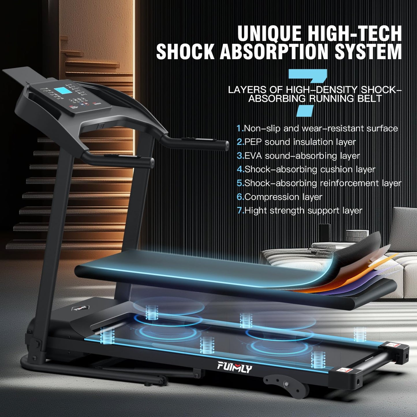 Treadmill with Incline, FUNMILY 3.5HP Heavy Duty Folding Treadmill for Home, 350 lb Capacity Walking Running Machine with Smart Fitness Tracking, 12 Preset Programs, LCD Display, 2 Control Methods