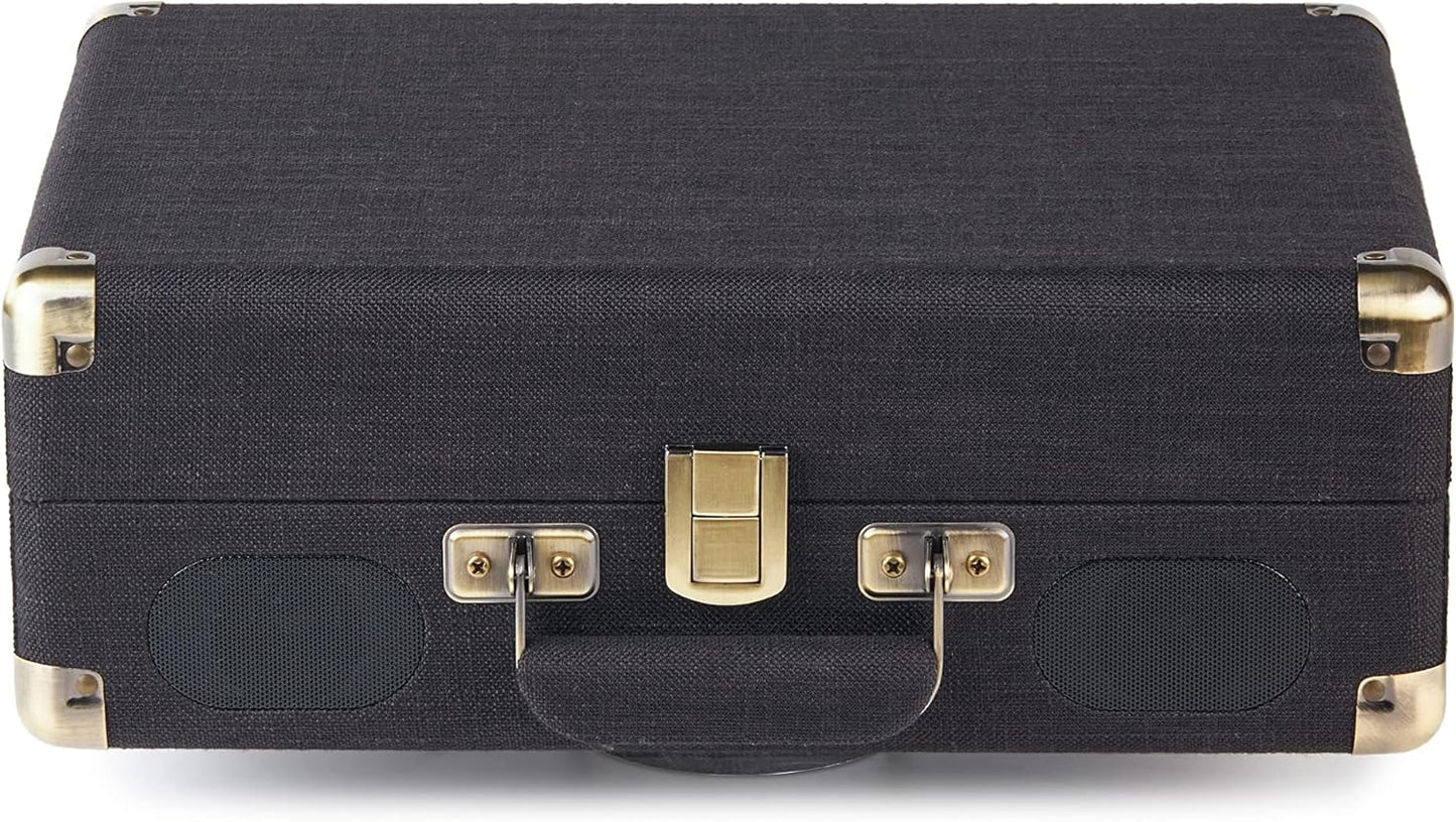 Amazon Basics 3-Speed, Portable Suitcase Vinyl Turntable Record Player with Built-in Stereo Speakers, Belt Drive