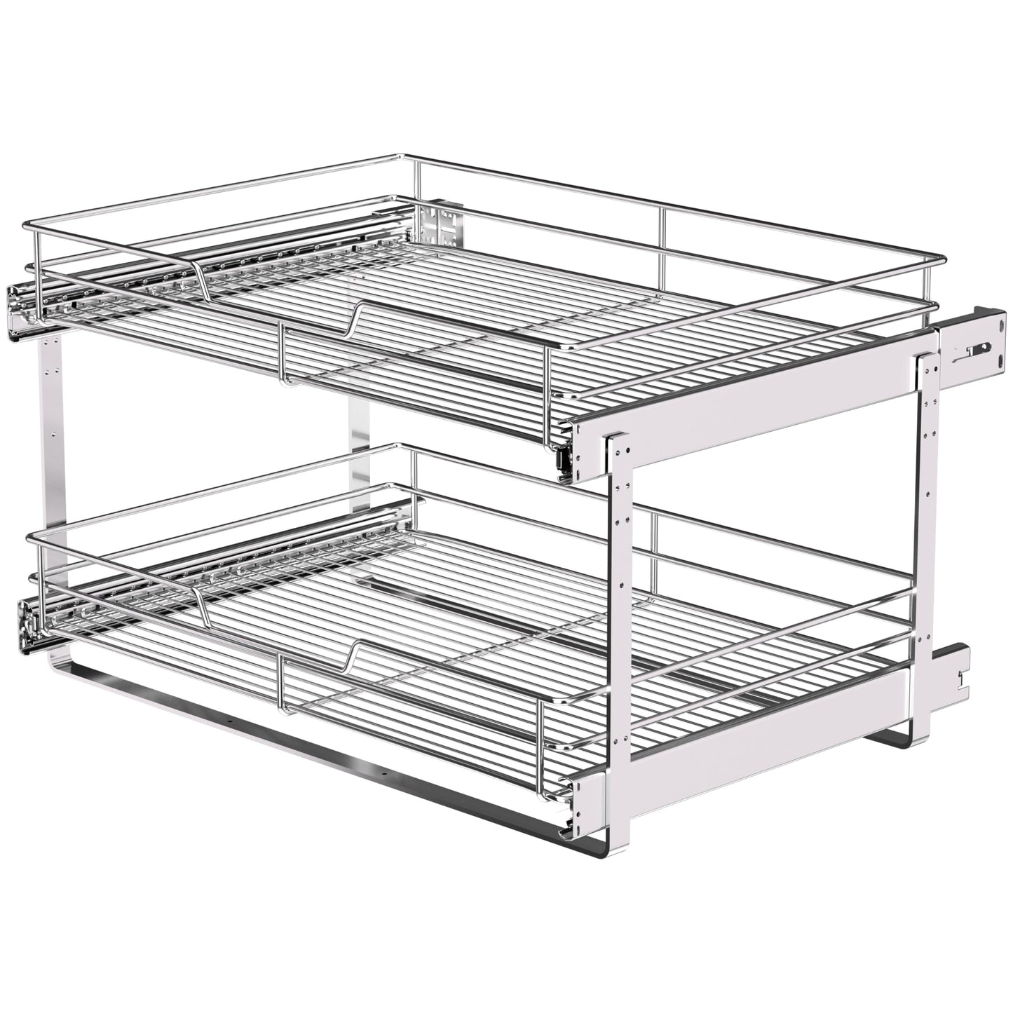 JOWBOOW (23" W x 22" D Cabinet Pull Out Shelves, 2-Tier | Heavy Duty Kitchen Pull Out Shelves for Wide Cabinets, 22 Inch Deep Sliding Cabinet Organizer