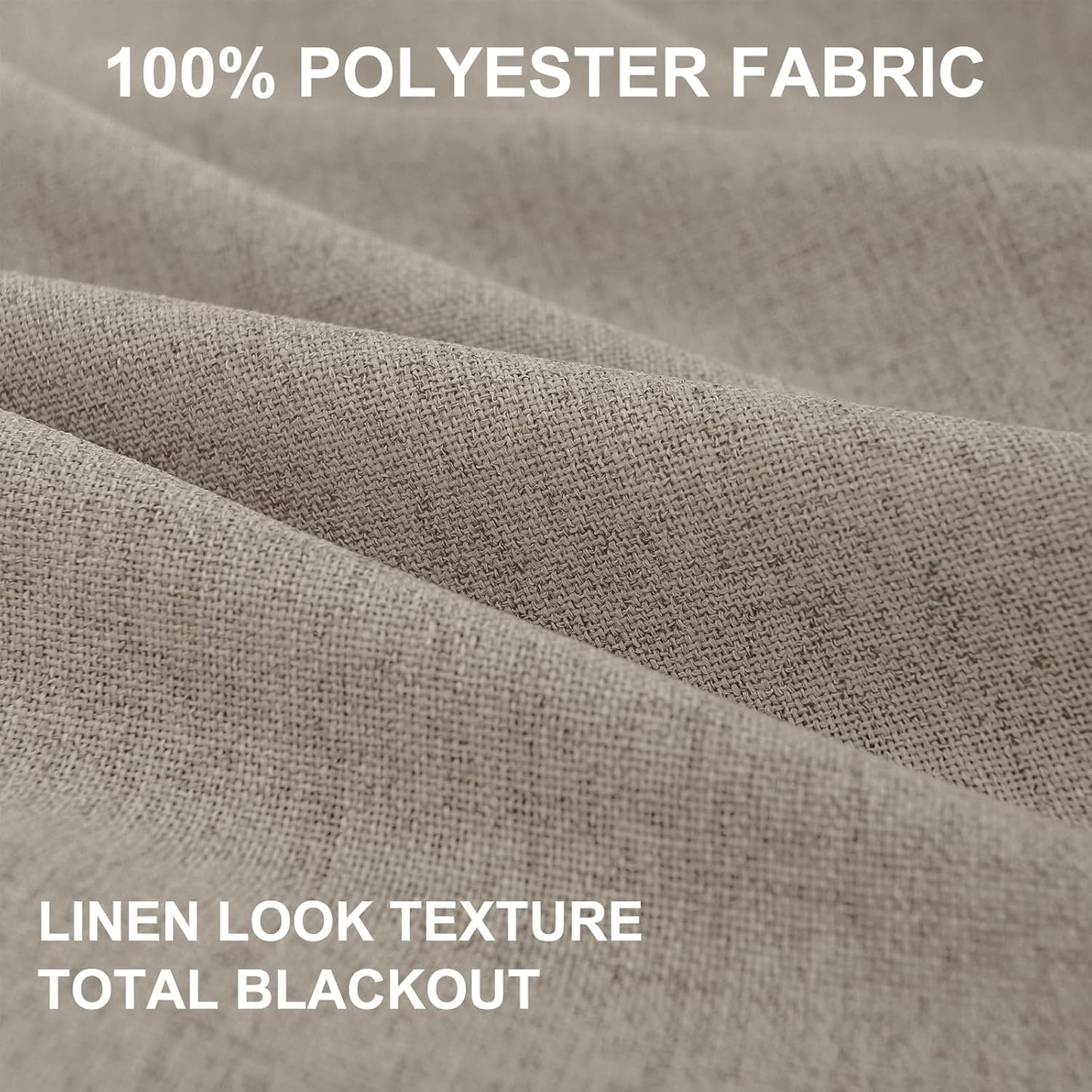 Regine Switzerland Blackout Curtains - 100% Blackout Linen Drapes, Thermal Insulated, 50" W x 102" L, 2 Panels Set