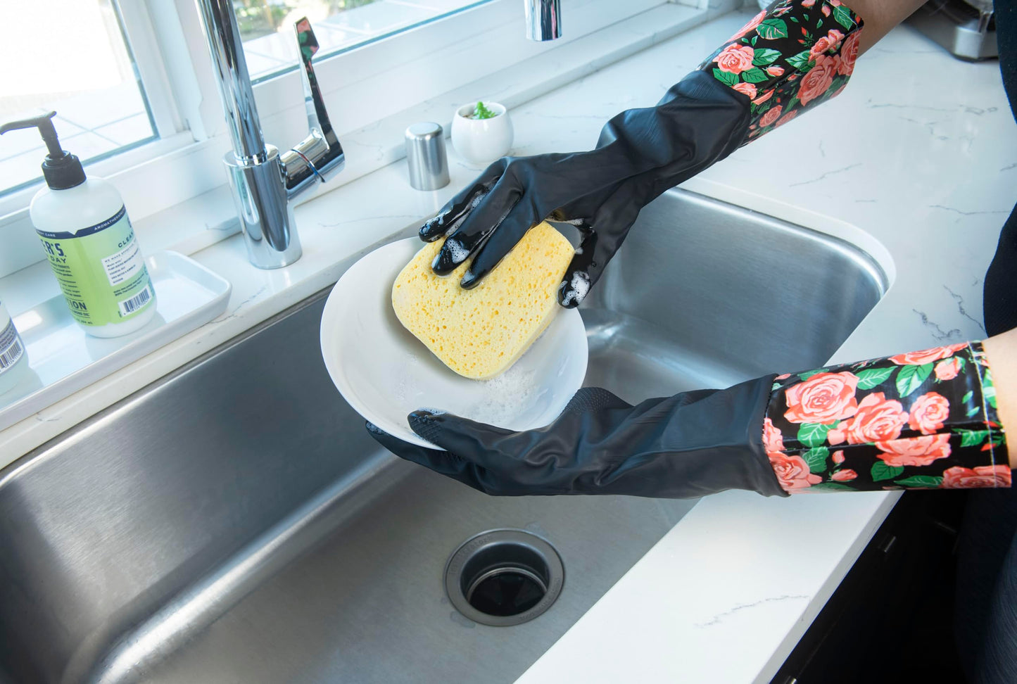 Glam Gloves, Latex Cleaning Gloves, Extra Long Gloves with Vinyl Cuff, Includes 2 Pairs of Gloves