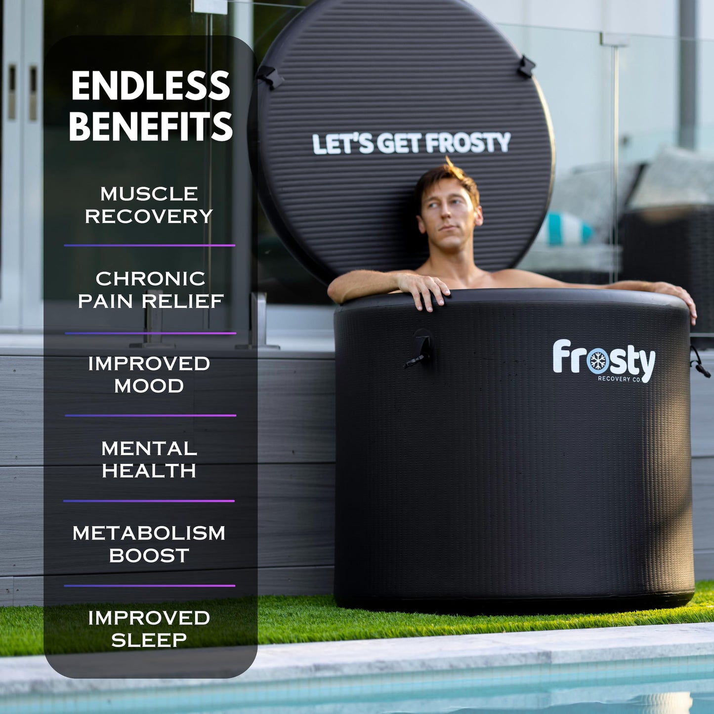 Frosty Ice Pod Pro Cold Plunge - Inflatable Ice Tub for Cold Water Therapy - Pro Grade Cold Plunge Ice Pod with Water Chiller Compatibility - The Ice Pod Cold Plunge Tub for Ice Bath and Ice Plunge