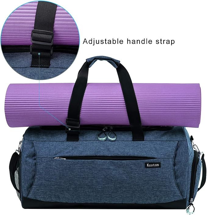 Kuston Sports Gym Bag with Shoes Compartment &Wet Pocket Gym Duffel Bag Overnight Bag for Men and Women