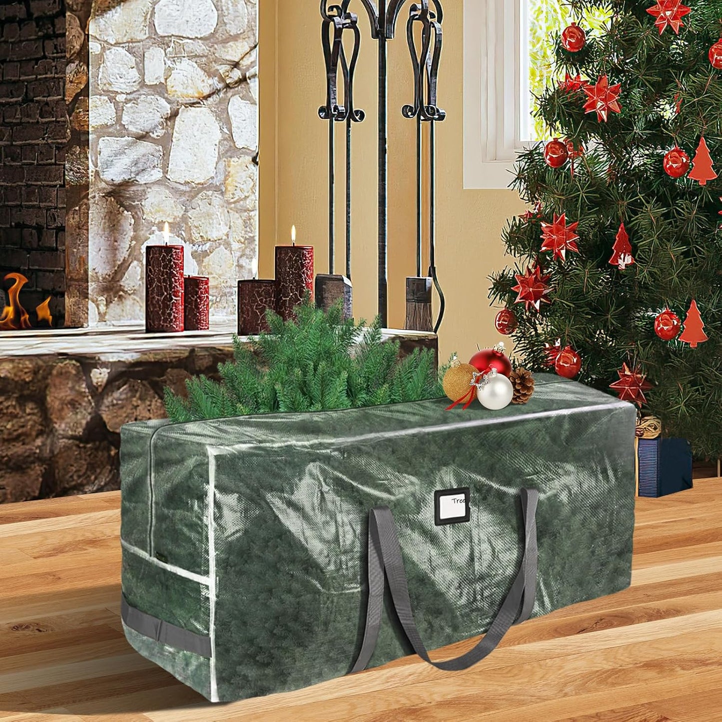 BALEINE Christmas Tree Storage Bag - Heavy Duty Extra Large with Reinforced Handles & Dual Zippers | 7.5 ft Transparent