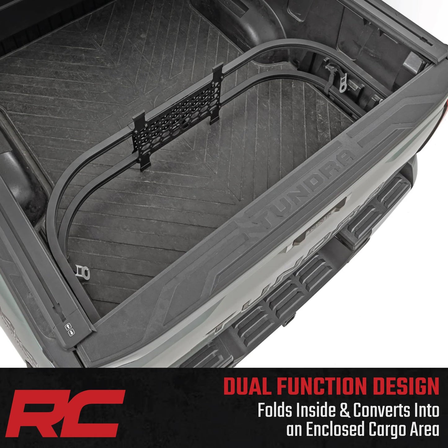 Rough Country Truck Bed Extender - 26" Cargo Extension with Flip-in Containment for Chevy, Ford, GMC, Ram, Toyota Trucks (55"-64.5" Bed Openings)