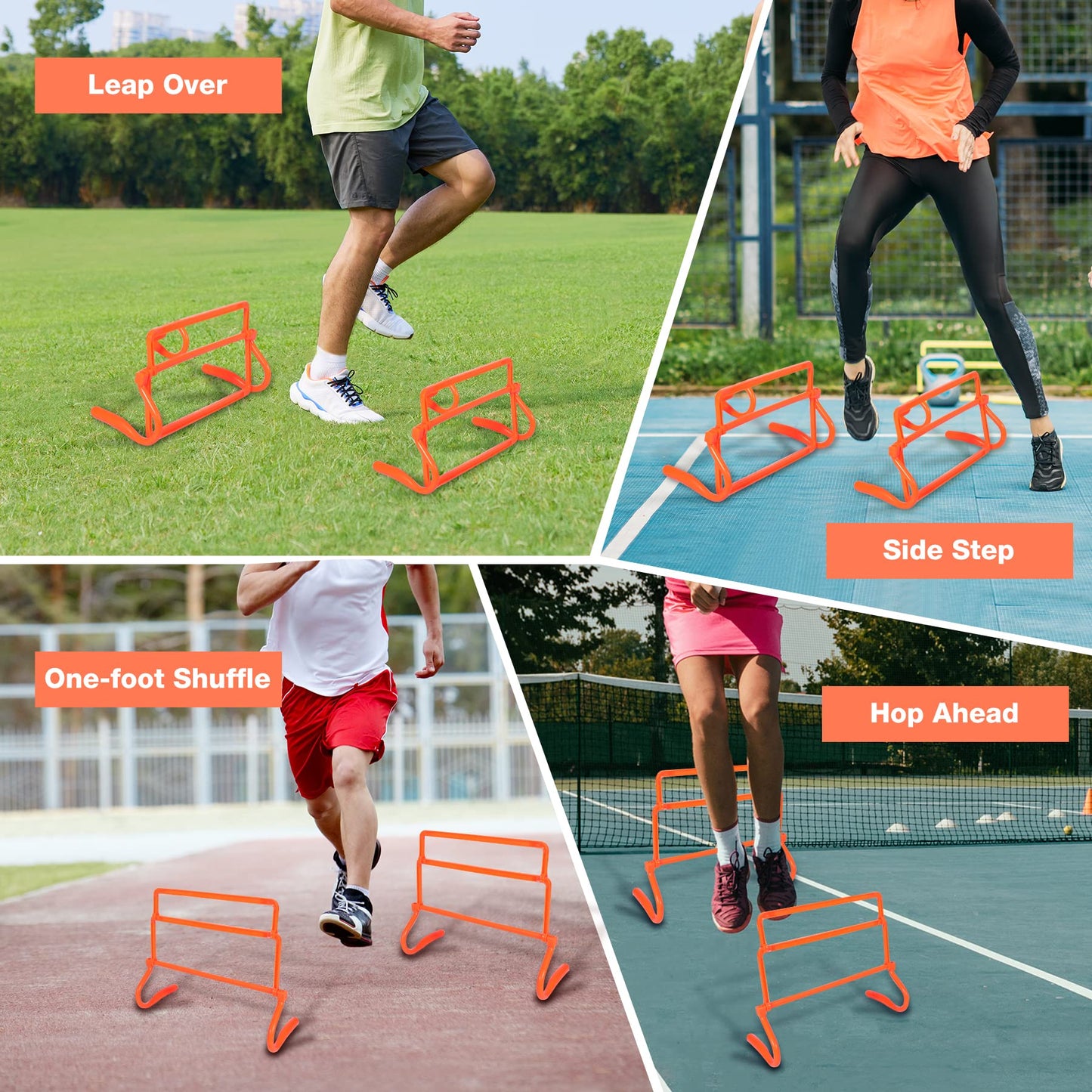 Lineslife Adjustable Agility Hurdles,4 Height Speed Training Hurdles, Portable Speed Training Equipment with Carry Bag for for Athletes,Soccer,Basketball, Baseball, Indoor Outdoor Sports