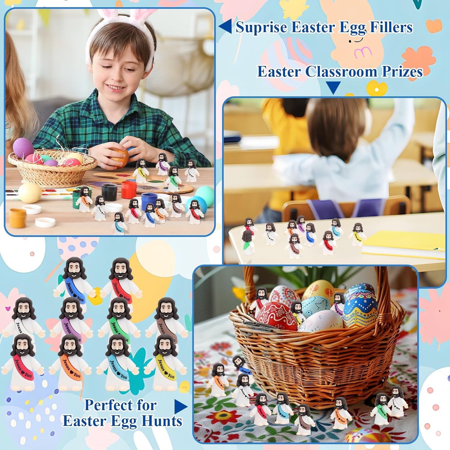 Owurha Mini Jesus Figurines - 50 Pcs Tiny Religious Figures for Sunday School & Baptism Gifts