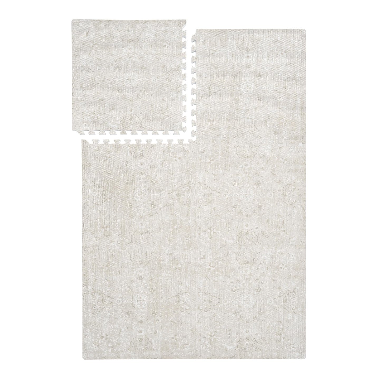 PopsyKosy Premium Baby Floor Play Mat - Extra Thick & Cushioned 1 inch Playroom Foam Mat, Non-Toxic Odorless - 6 Tiles - Spacious 6x4 ft. - Stylish & Large, Waterproof for Kids & Toddlers - Pearl Beige