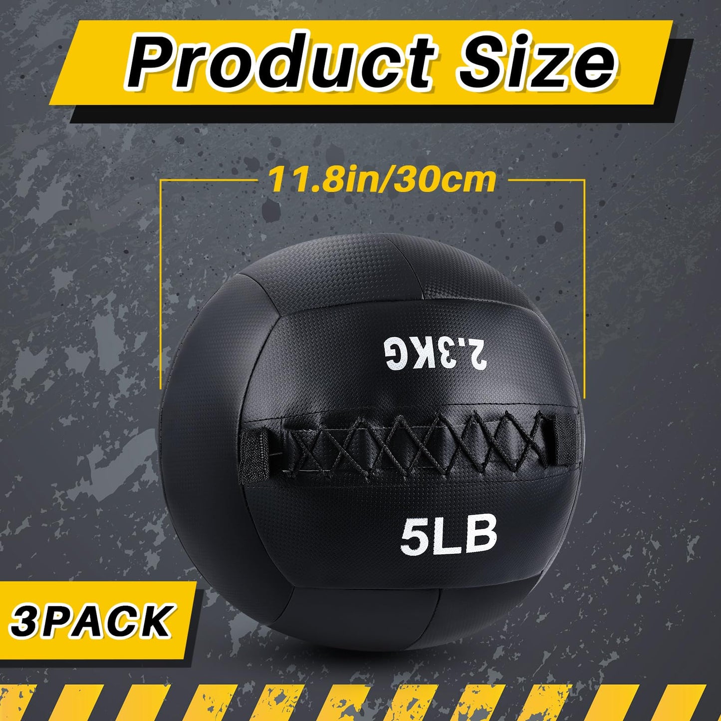 Lunmon 3 Pcs Soft Wall Medicine Ball for Exercise Fitness Slam Weighted Med Ball with Non Slip Grip for Slamming Workout Strength Conditioning Core Training Lunge and Partner Toss (5,10 and 15 Lbs)