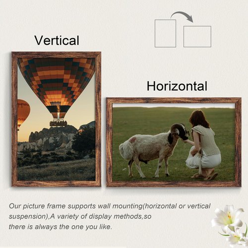 Fisnish 11x17 Picture Frame Brown, Classic Poster Frame for Horizontal or Vertical Wall Mounting, 1 Pack
