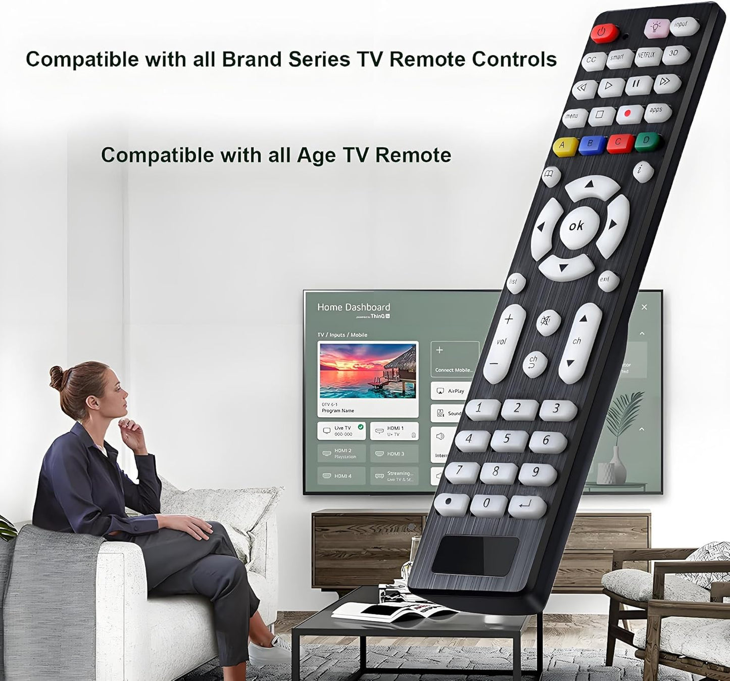 VEPRAG 3D Universal TV Remote Replacement Compatible for Most Brands LED LCD HDTV Smart TV Remote Control