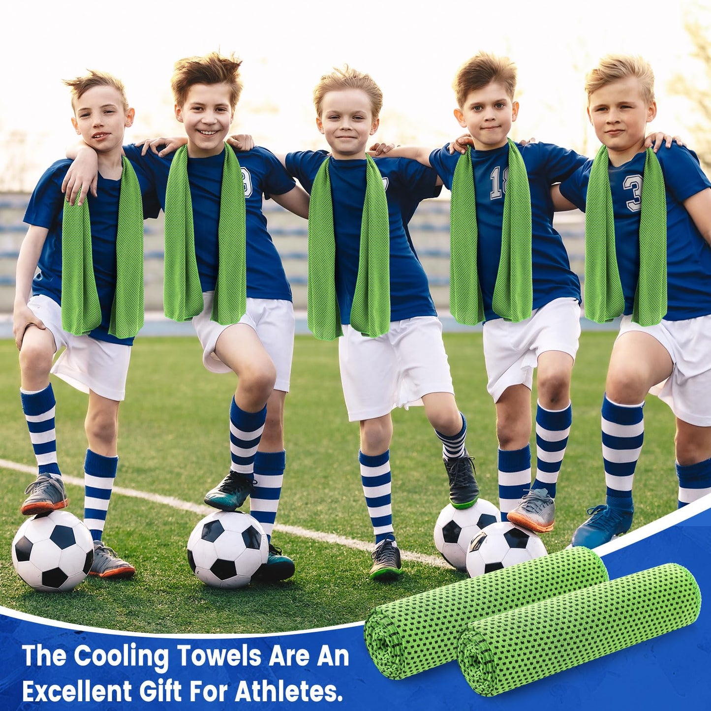 Hosuly 6 Pack Cooling Towels 40"x12" Ice Towel Cooling Neck Wraps Soft Breathable Chilly Stay Cool in Summer for Sports Yoga Golf Gym Activities(Bright Green)