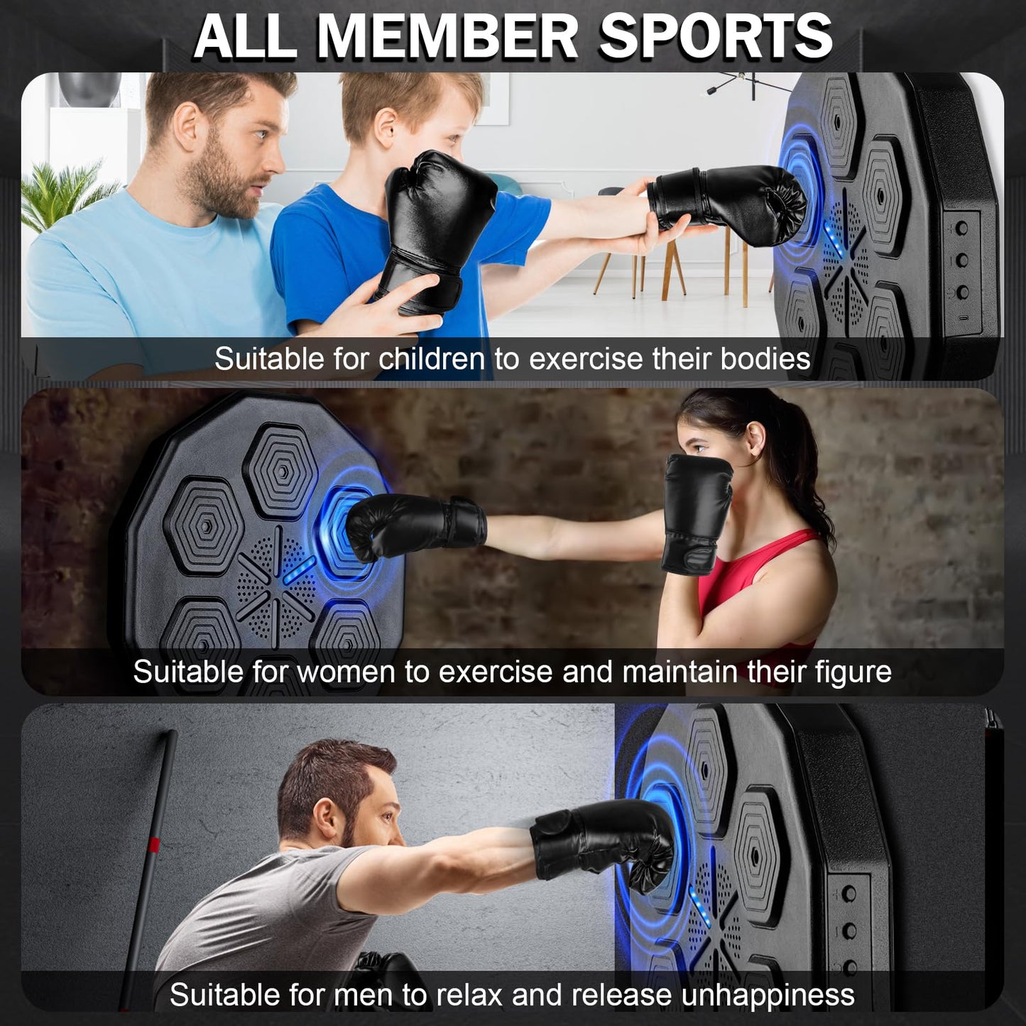 Beyn 2026 New Music Boxing Machine, Upgraded 2.0 Smart Bluetooth Music Boxing Parent-Child Games, Wall-Mounted Exercise Equipment for Home Exercise