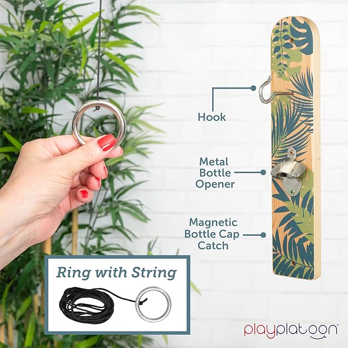 Play Platoon Hook and Ring Toss Bar Game for Adults - Wood Toss Ring Game for Adults - Perfect Home, Basements, & Bar Gifts