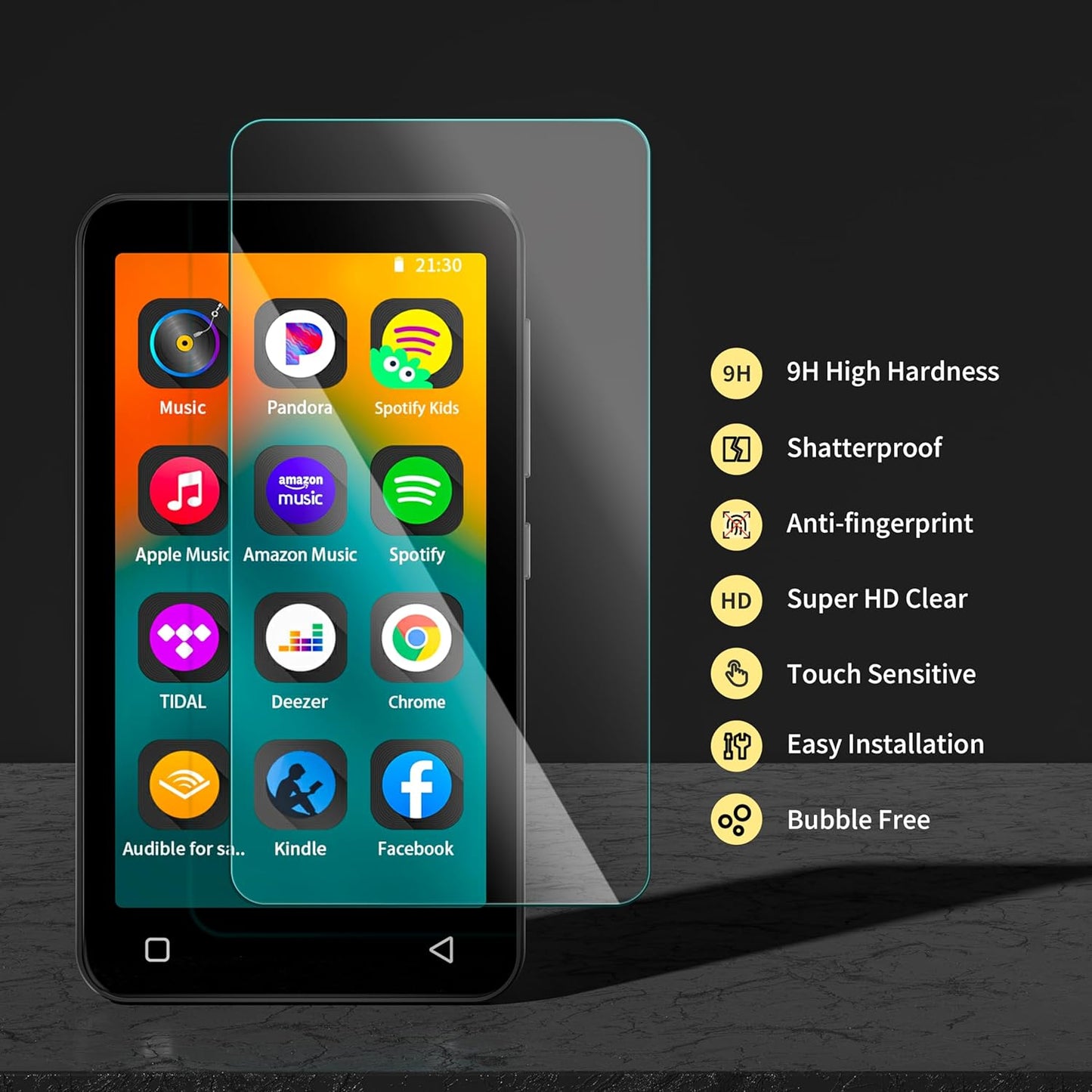 G1 G3 Mp3 9H 3 Pack innioasis Tempered Glass Screen Protector for Player, Anti-Scratch, Hardness, HD Clear, Bubble Free