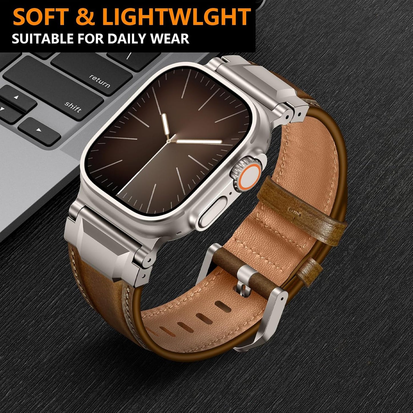 3/2/1 49mm 46mm 45mm 44mm 42mm 11/10/9/8/7/SE/6/5/4/3/2/1, Leather Bands Compatible with Apple Watch Ultra Band Men