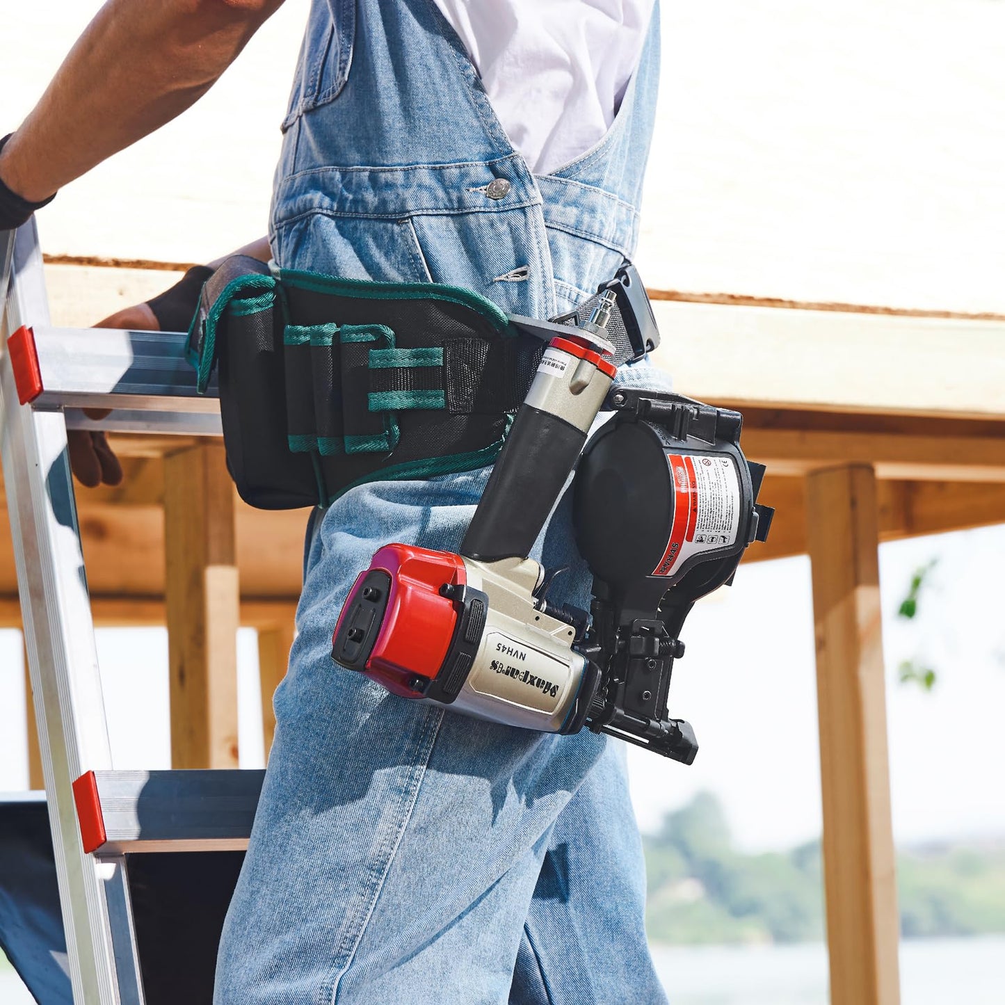Maxparts NVH45 15 Degree Roofing Nail Gun for Wooden House Roof Building 7/8-Inch to 1-3/4-Inch Round Head Coil Nails