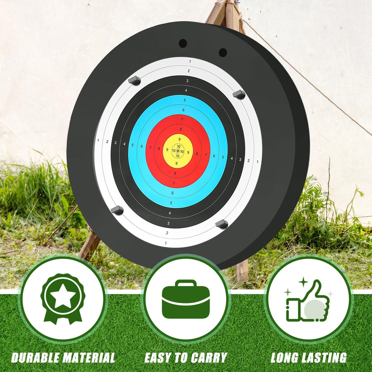 Gemscream 20" Foam Archery Target Block for Backyard, High-Density Round Archery Bow Target with Pins, 20 Pcs Paper Arrow Targets and Arrow Puller for Compound Bow Shooting Practice