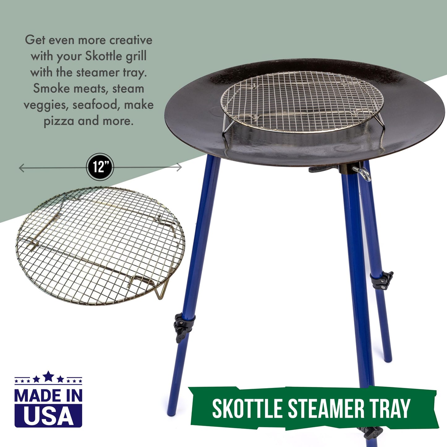TEMBOTUSK Skottle Grill Accessory Kit, 3 Piece, Lid, Steam Tray, Wind Guard