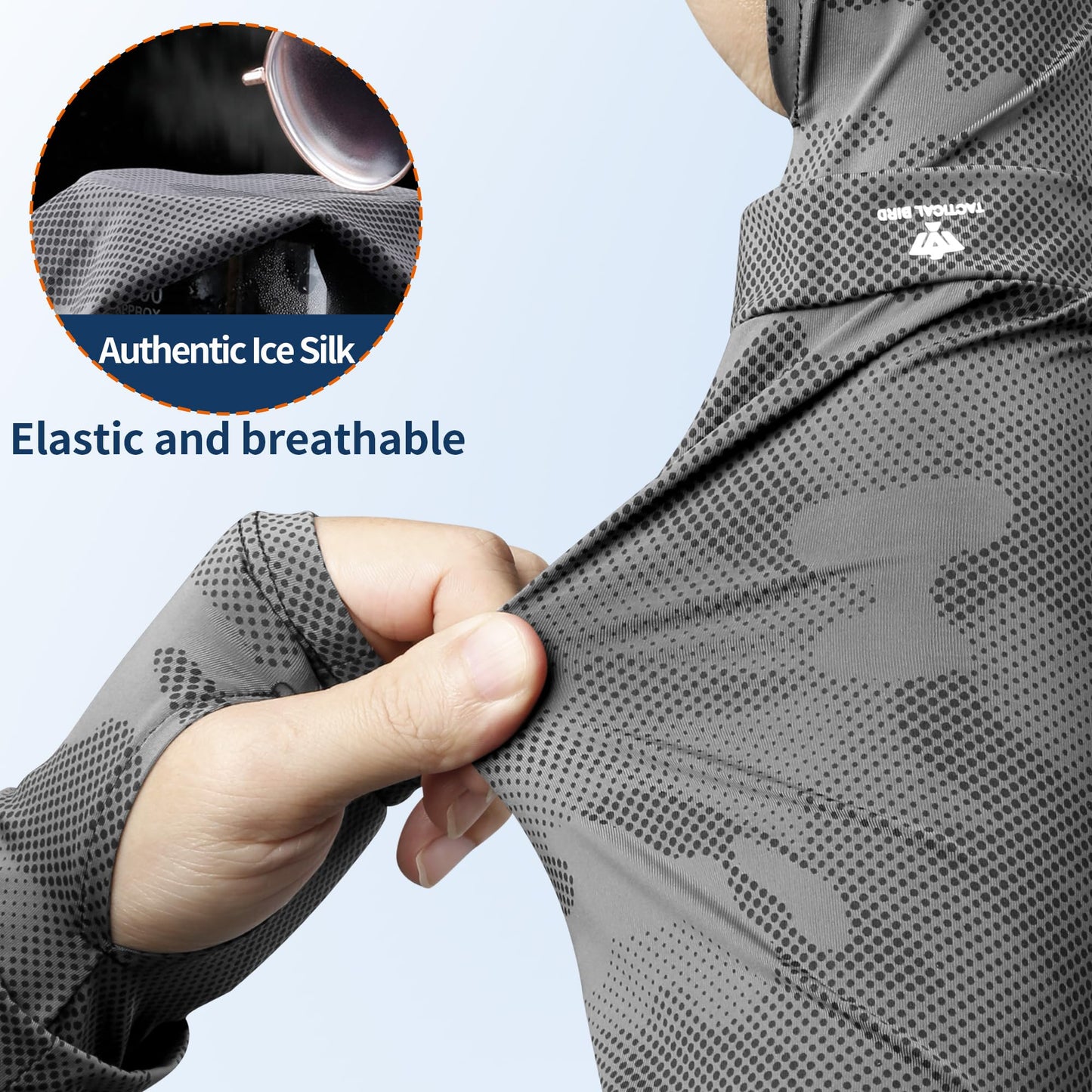 TACTICAL BIRD Loose Cooling Arm Sleeves for Men Women Youth - Tattoo Cover Up - Breathable, UPF 50+ UV Sun Protection, Sports Arm Sleeves (Black-gray, XL)
