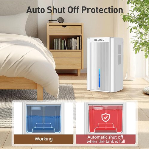 Dehumidifier | 95OZ Home Dehumidifier for 1000 Sq.Ft - Quiet Operation with Auto Shut Off & 7 Color Ambient Light (White)