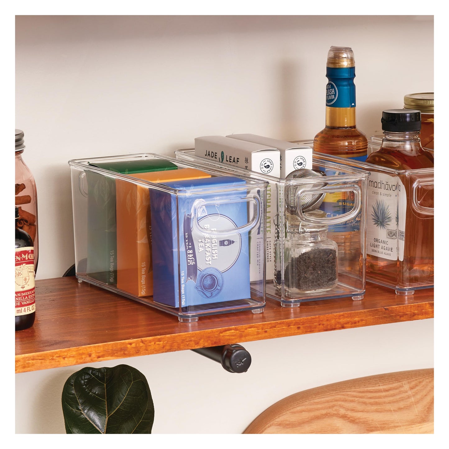 iDesign Slim Clear Plastic Stackable Storage Bin, Tall Narrow Organizer for Kitchen or Pantry, 4-Pack