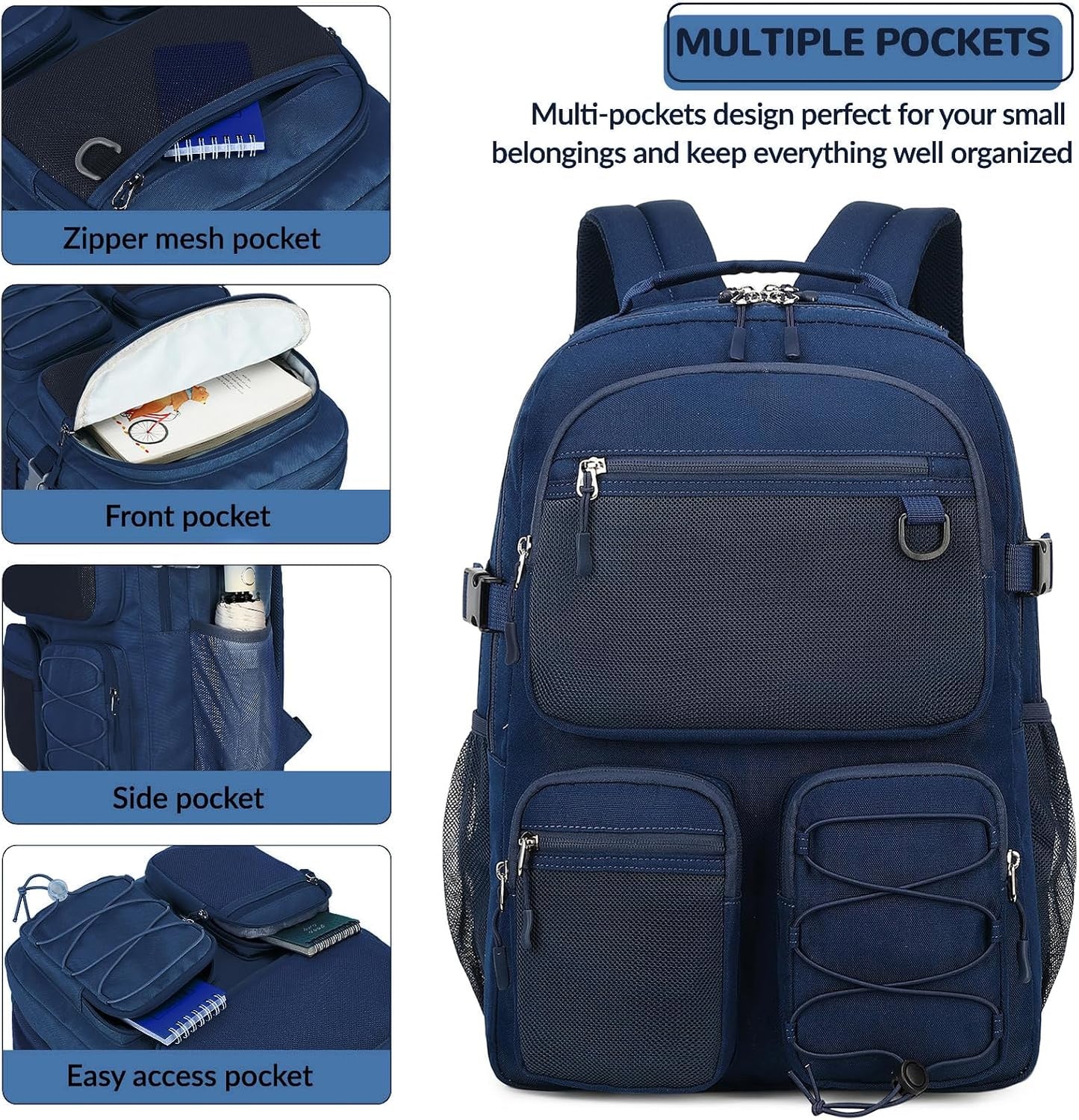 Daypack 15.6 inch Backpack Lohol Water Resistant with Mulitiple Pockets for School Travel Outdoor College, Laptop